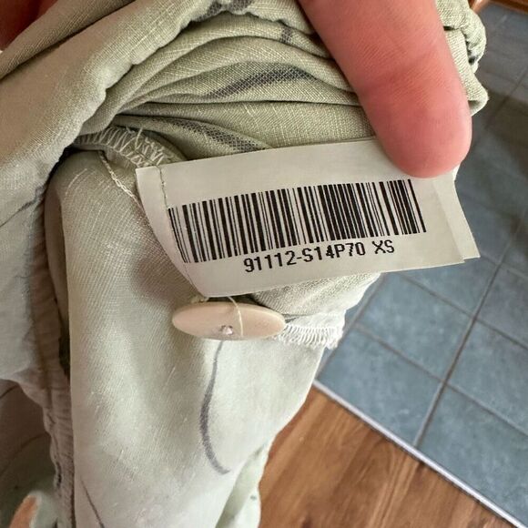 Grizas Women’s Silk Linen Blend Green Sleeveless Jumper Style Dress With All Ove - Picture 10 of 11